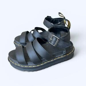 Dr. Martens Blaire Black Leather Chunky Platform Sandals Women’s Gladiator sz 8
